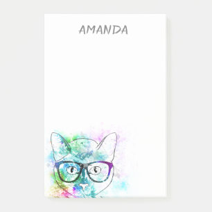 Bloco De Notas design de aquarela do gato postar a nota