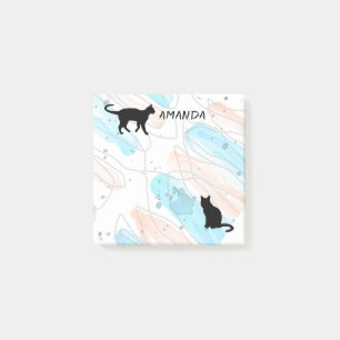 Bloco De Notas design de aquarela do gato postar a nota