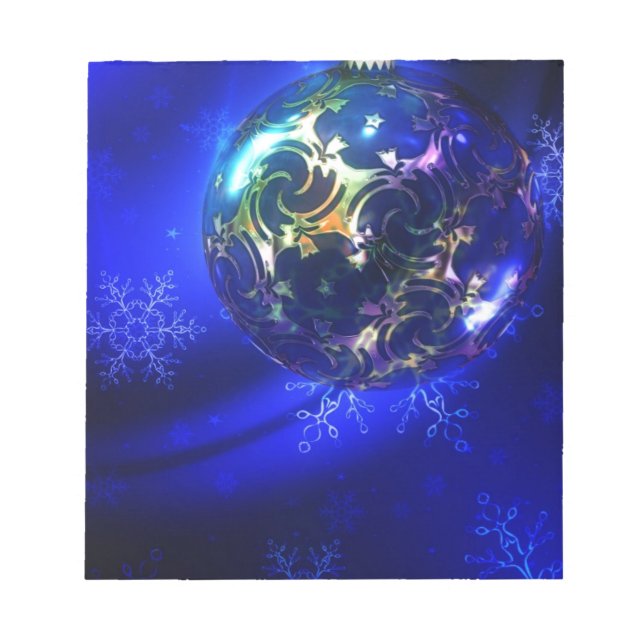 Bloco De Notas Design de bauble de natal azul elétrico, personali (Frente)