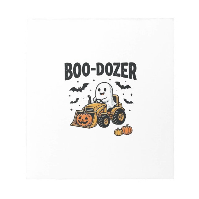 Bloco De Notas Design de Bulldozer Fantasma de Halloween Boo-Doze (Frente)