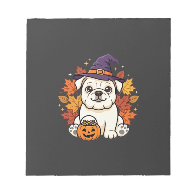 Bloco De Notas Design de cachorro de abóbora de Halloween de Bull (Frente)