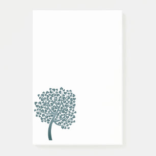 Bloco De Notas Design de Coração de Árvore Azul Elegante