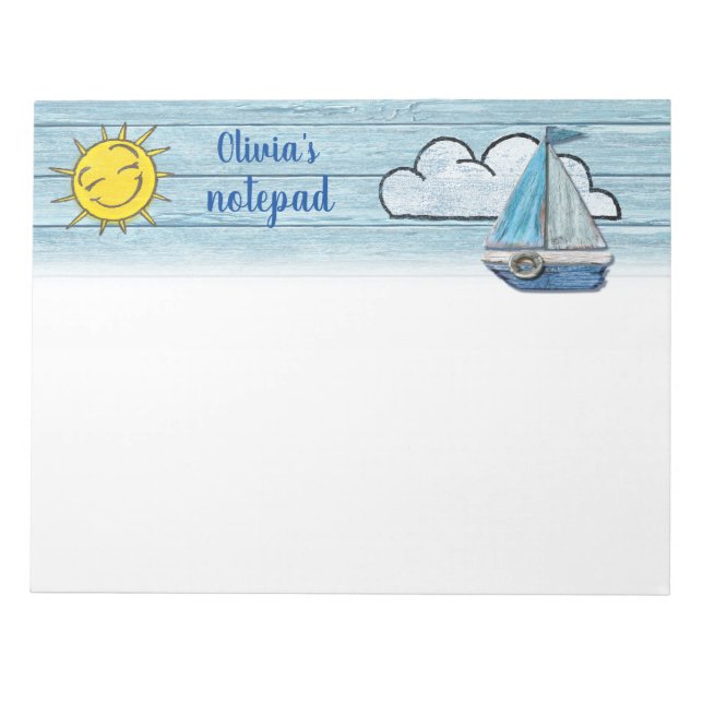 Bloco De Notas Design de Driftwood Beach do Notepad Personalizado (Frente)