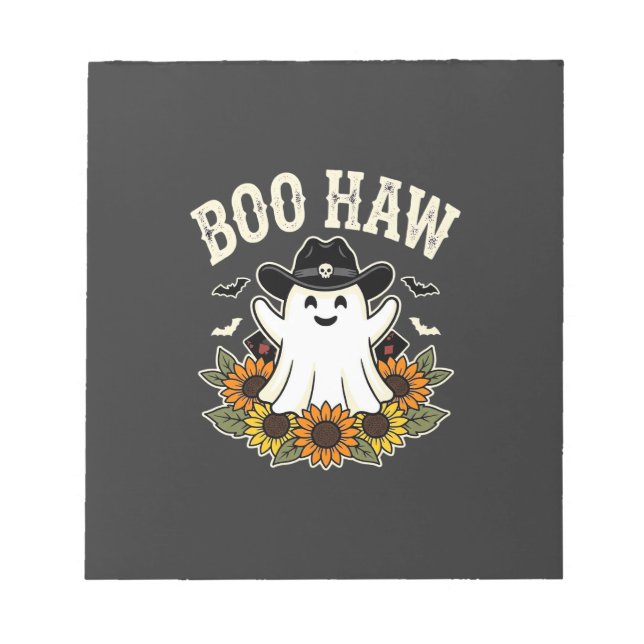 Bloco De Notas Design de Fantasma de Halloween Ocidental Boo Haw (Frente)