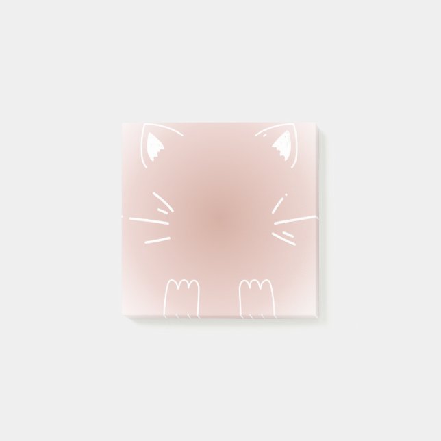 Bloco De Notas Design de gato com gradiente rosa pastel (Frente)