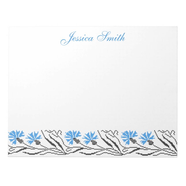 Bloco De Notas Design de ponto transversal de Cornflower azul (Frente)