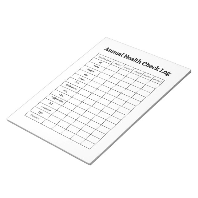 Bloco De Notas Design de Registro de Verificação Anual de Saúde (Inclinado)