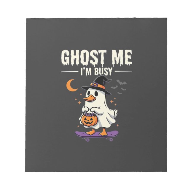 Bloco De Notas Design de Skateboard Pato Fantasma de Halloween_1 (Frente)