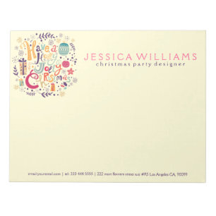 Bloco De Notas Design de texto da Terra de Natal Colorida