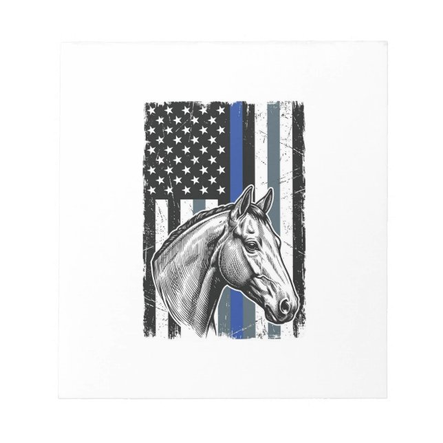 Bloco De Notas Design de Vetor de Bandeira de Cavalo da Linha Azu (Frente)
