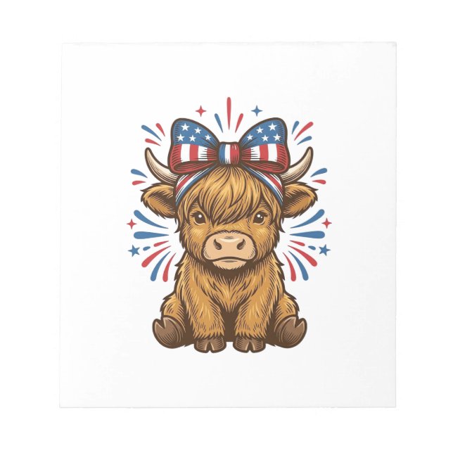 Bloco De Notas Design de Vetor de Vaca das Terras Altas Patriótic (Frente)