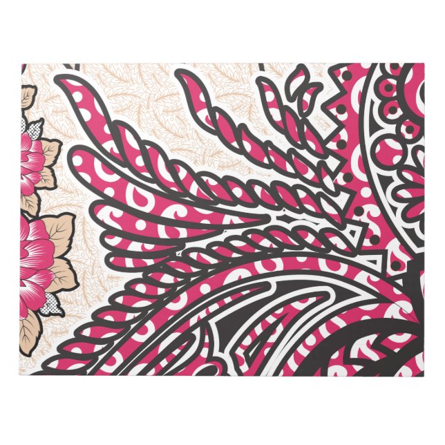Bloco De Notas Design decorativa com vermelho vívido e alfinete (Frente)