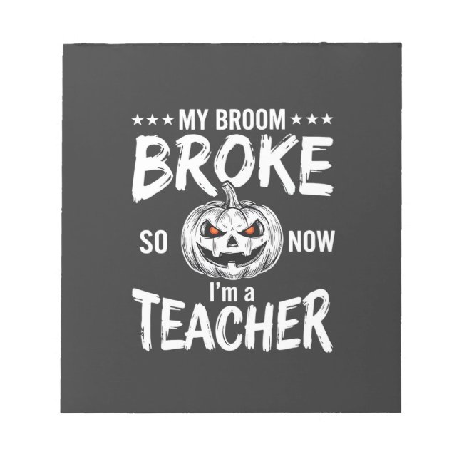 Bloco De Notas Design Divertido de Professora de Halloween com Va (Frente)