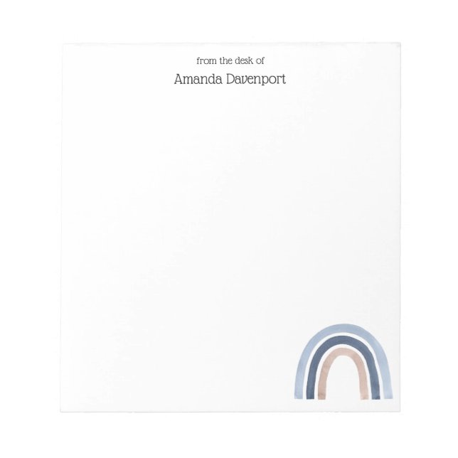 Bloco De Notas Design do Arco-Íris Azul e Pêssego (Frente)