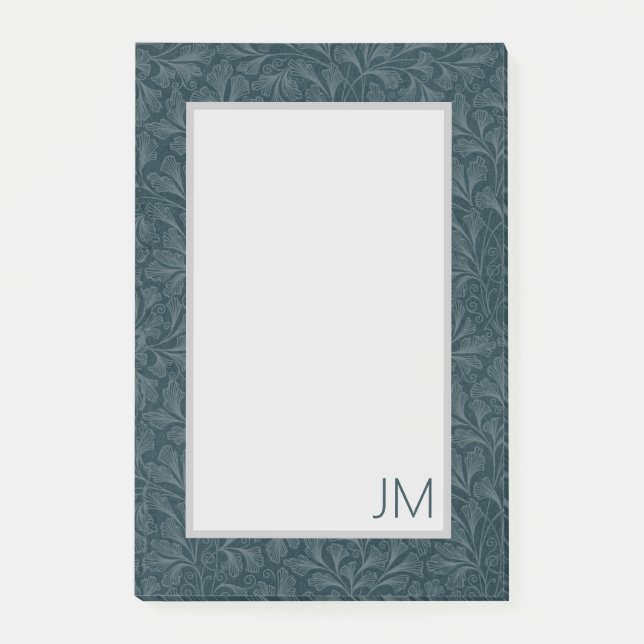 Bloco De Notas Design floral azul-escura elegante (Frente)