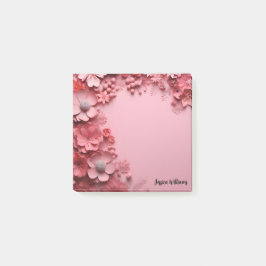 Bloco De Notas Design Floral Rosa bonito em Fundo Rosa