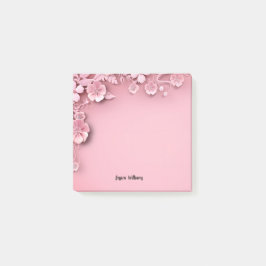 Bloco De Notas Design Floral Rosa bonito em Fundo Rosa