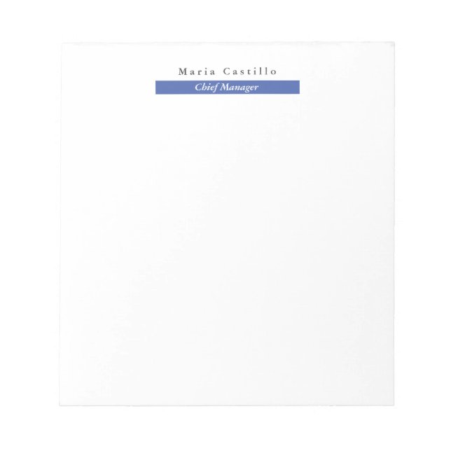Bloco De Notas Design Minimalista Azul Branco Elegante (Frente)