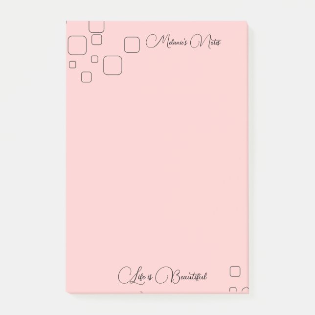 Bloco De Notas Design moderno com notas de Posto de fundo rosa (Frente)