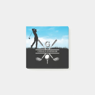 Bloco De Notas Design Monograma Personalizado de Golfer