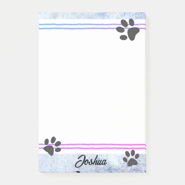 Bloco De Notas design personalizado de impressões de patas de cac (Frente)