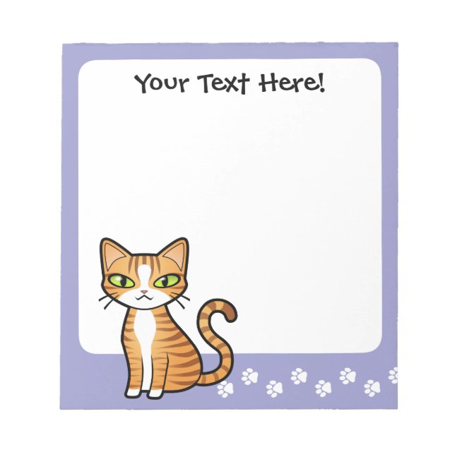 Bloco De Notas Design Seu Próprio Gato De Cartoon (Frente)