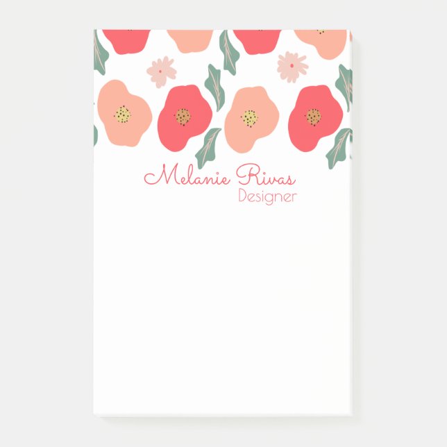 Bloco De Notas Designer de Padrão Floral de Primavera Negócios (Frente)