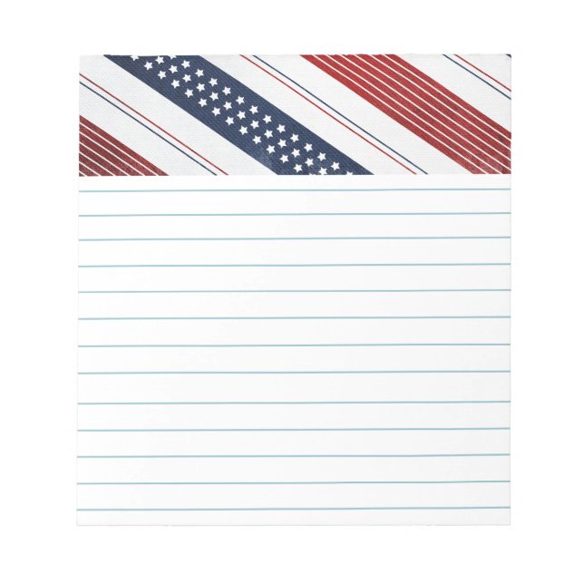 Bloco De Notas Dia da Independência Estrelas e Listras Diagonais (Frente)