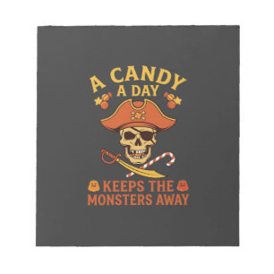 Bloco De Notas Dia de Doces Halloween Pirata Caveira Bengala
