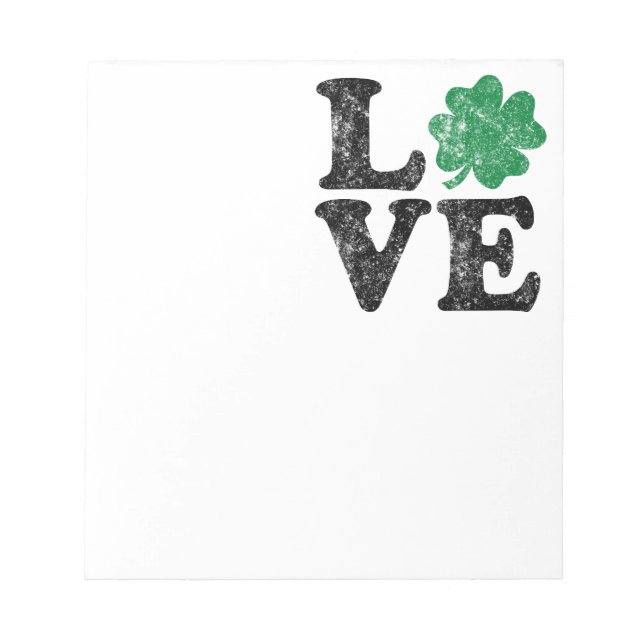 Bloco De Notas Dia de São Patrício LOVE Shamrock Irish (Frente)
