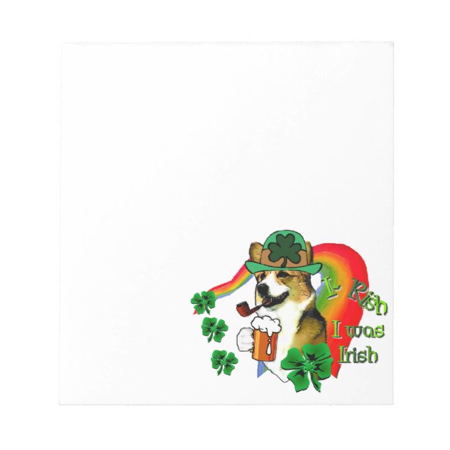Bloco De Notas Dia de São Patrício Welsh Corgi (Frente)
