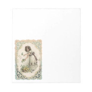Bloco De Notas Dia dos namorados do Victorian do vintage, menina