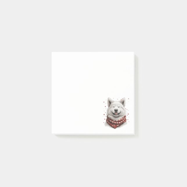 Bloco De Notas Dia dos Namorados Samoyed Dog (Frente)