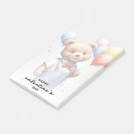 Bloco De Notas Dia dos Namorados Urso Coração de Balão Aquarela