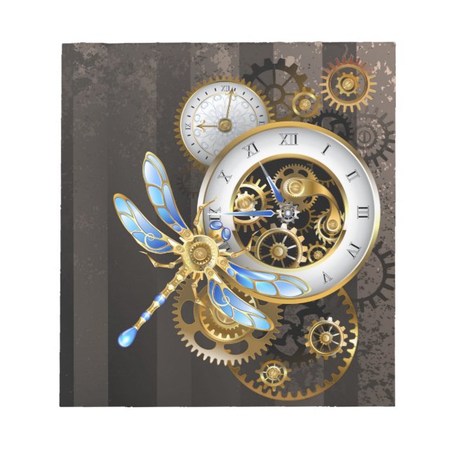 Bloco De Notas Dials Steampunk com Libélula (Frente)