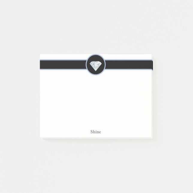 Bloco De Notas Diamante elegante em preto e branco (Frente)
