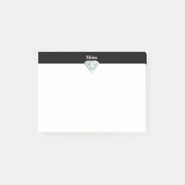 Bloco De Notas Diamante elegante em preto e branco (Frente)