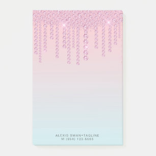 Bloco De Notas Diamantes azuis e cor-de-rosa com pintinho elegant