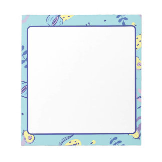 Bloco de Notas Diário com Padrão Floral Aqua