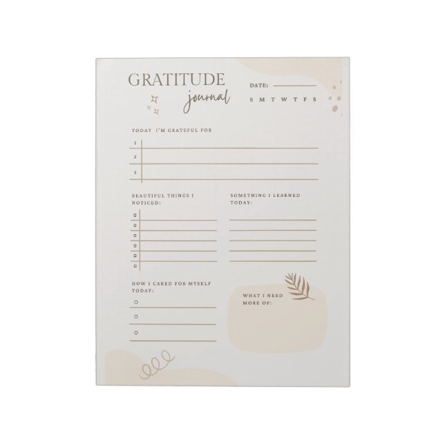 Bloco De Notas Diário de Gratidão Beige Presente de Bem-Estar e A (Invertido)