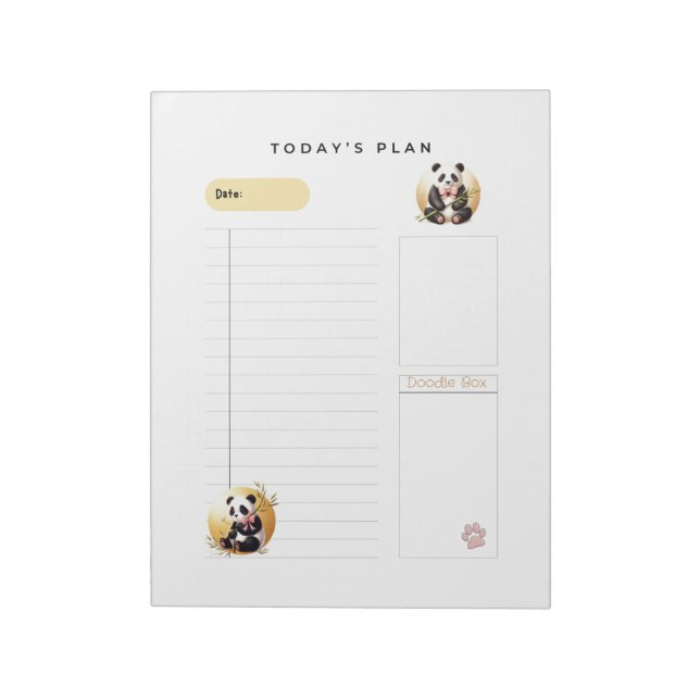 Bloco de Notas Diário de Ursos Panda Encantadores (Invertido)