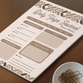 Bloco De Notas Diário Diário de Yoga do Padrão Castanho Moderno