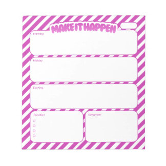 Bloco de Notas Diário Listrado Rosa Faça Acontecer