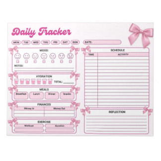 Bloco de Notas Diário Rastreador Rosa Coquette