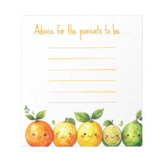 Bloco De Notas Dicas para Pais de Chuveiro de Bebê de Frutas Cítr