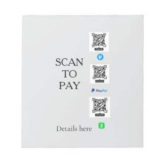 Bloco De Notas digitalizar para pagar detalhes do código QR do ve