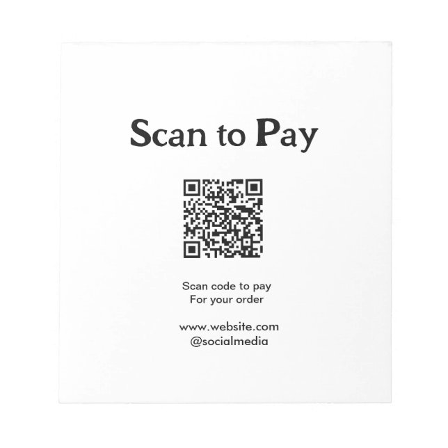Bloco De Notas Digitalize para pagar o código QR do pedido adicio (Frente)