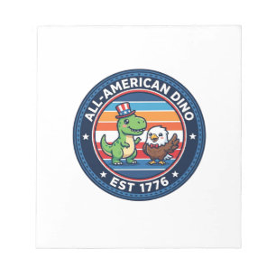 Bloco De Notas Dinosaur Kawaii Patriótico Todo Americano DINO EST