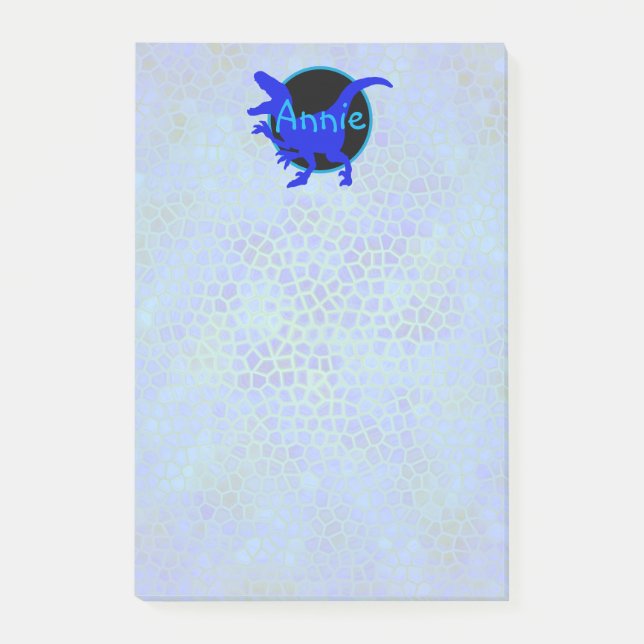 Bloco De Notas Dinossauro Azul Personalizado (Frente)