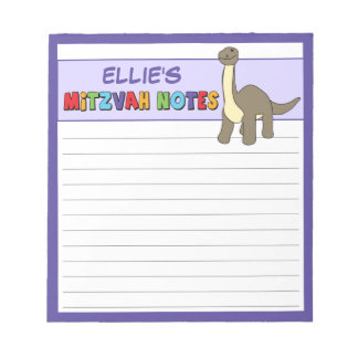 Bloco De Notas Dinossauro Personalizado Mitzvah Notepad - Roxo